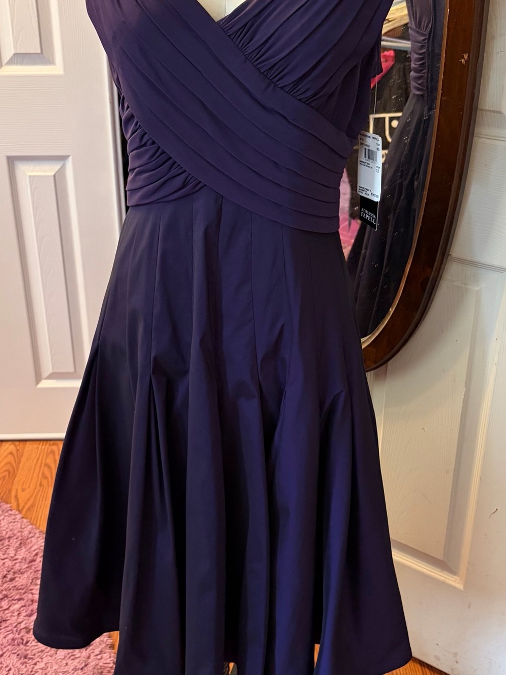 Elegant Deep Purple Sleeveless Fit-and-Flare Dress